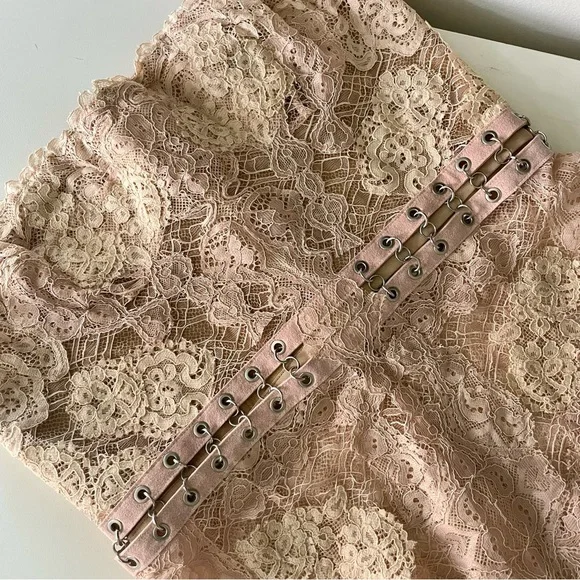 NWT Jonathan Simkhai Grommet Lariat Lace Bustier Bodysuit